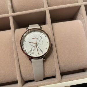 Fossil Women's Marble-Style Watch with Rose Gold Accents